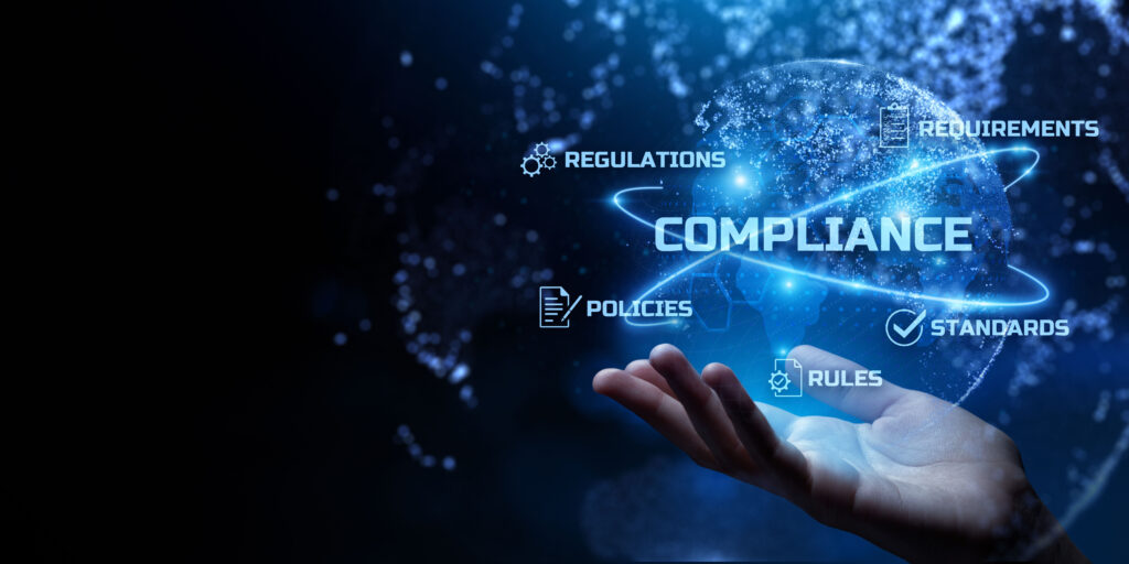 Compliance. Regulation. Standard. Rule. Business internet technology concept.